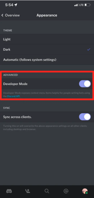 How to turn on discord developer mode on phone